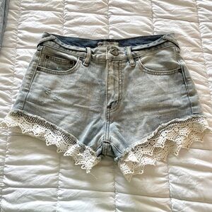 Free People Denim Lace Cut-off shorts